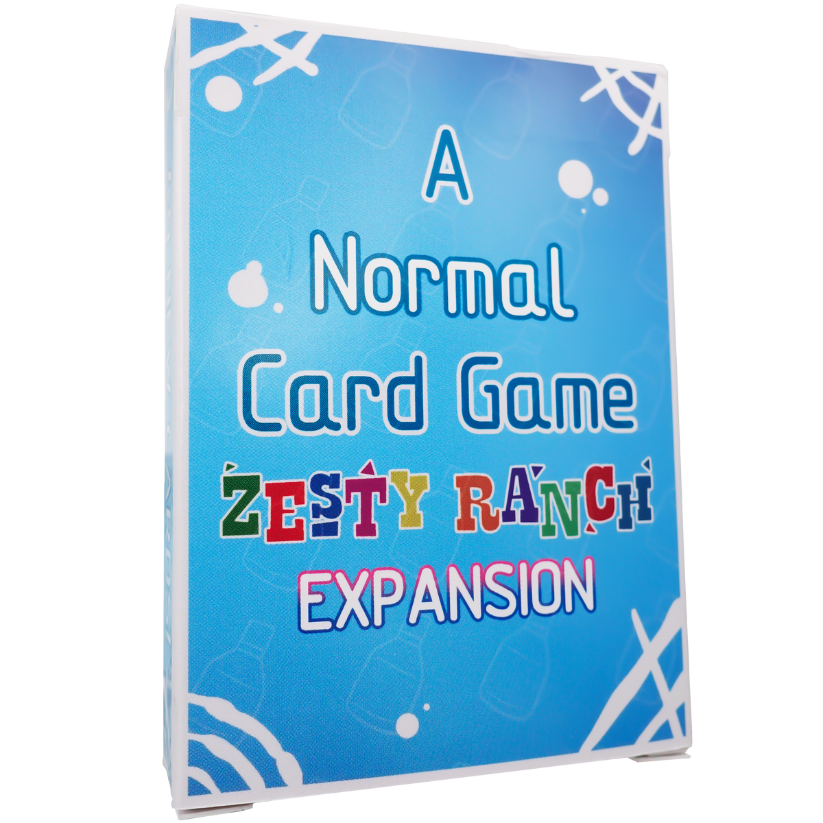 A Normal Card Game Zesty Ranch Expansion Pack featuring a green 40-card strategy deck for family game nights.