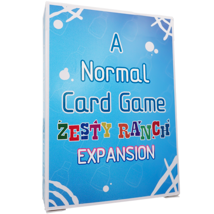 A Normal Card Game Zesty Ranch Expansion Pack featuring a green 40-card strategy deck for family game nights.